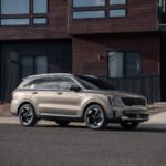 2027 Kia Sorento PHEV X-Line SX-Prestige parked outside a modern house