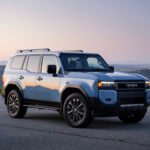 Toyota Land Cruiser in Heritage Blue, one of the 2024-2027 models covered by the fuel tube recall