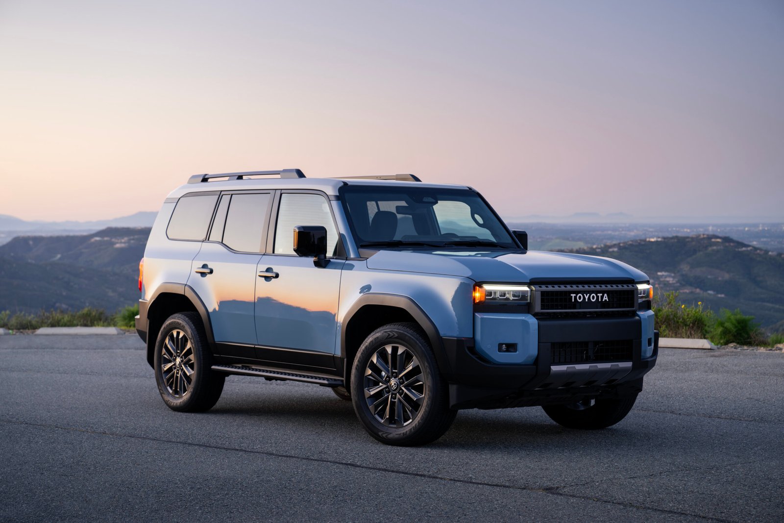 Toyota Land Cruiser in Heritage Blue, one of the 2024-2027 models covered by the fuel tube recall