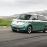 Volkswagen ID. Buzz long-wheelbase electric van driving on the road